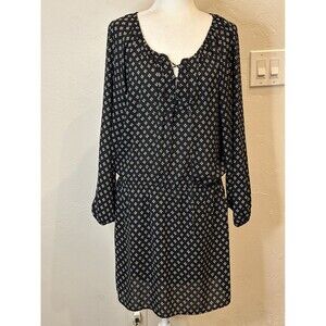Express Long Sleeves Lined Black White Geometric Dress Size Medium AK3446e